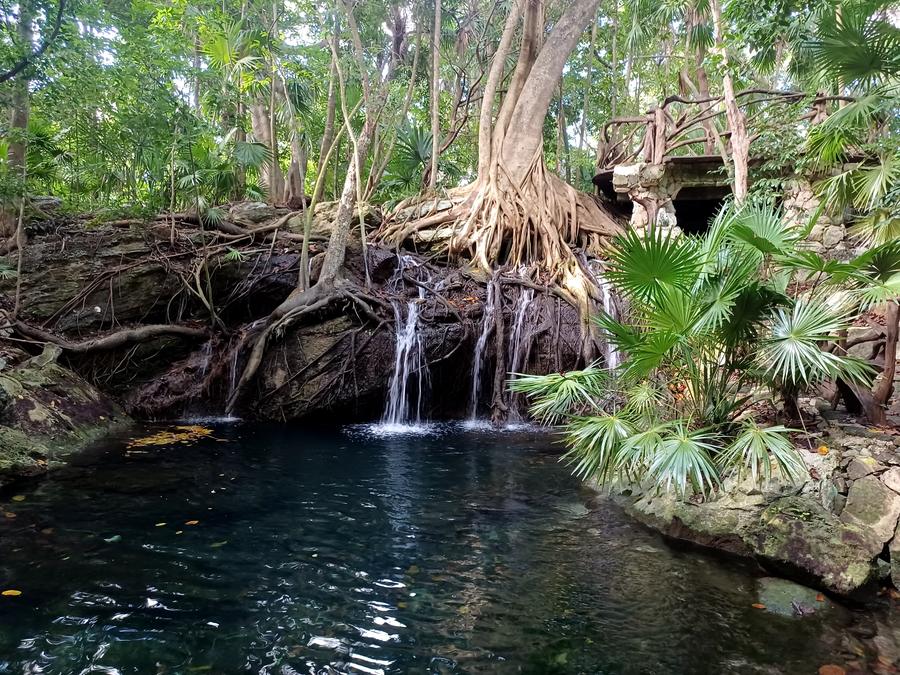 Turquoise cenote pool in Mexico