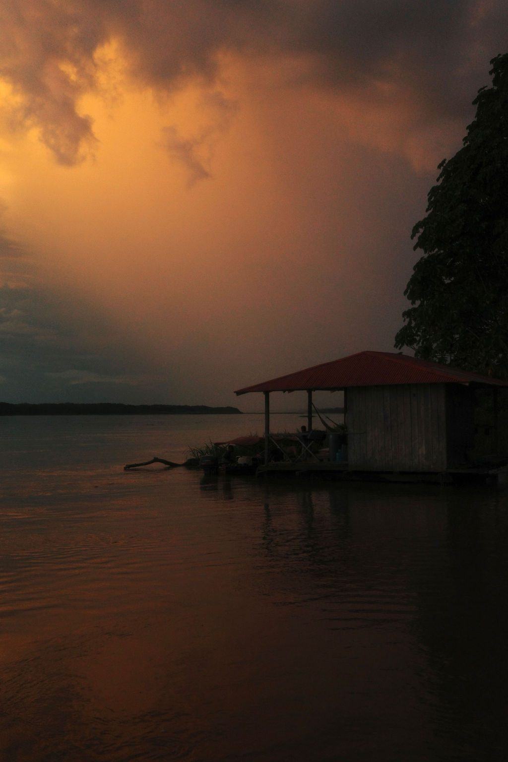 River house at sunset on the Amazon